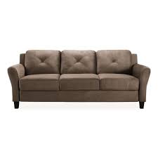 These comfortable sofas & couches will complete your living room decor. Lifestyle Solutions Harvard 31 5 In Brown Microfiber 4 Seater Tuxedo Sofa With Round Arms Cchrfks3m26brra The Home Depot