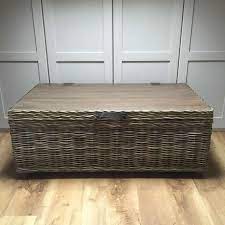 Make more storage space in your living room with this traditional black storage coffee table with totes by woven paths. Handcrafted Timber Rattan Large Storage Coffee Table Vintage Wooden To Cowshed Interiors