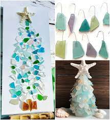 A fun and sparkly way to bring the tropics and the sea to your christmas tree 3.15 tall glass tropical fish painted in orange, green, and black, with fun touches of gold overall: Seaglass Decorations For Christmas Mini Trees Ornaments Garlands More Coastal Decor Ideas Interior Design Diy Shopping
