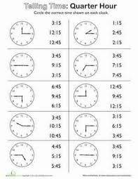 Quarter Hours Time Worksheets 2nd Grade Math Worksheets Second Grade Math