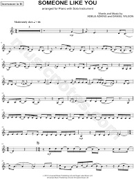 Adele Someone Like You Bb Instrument Sheet Music Trumpet Clarinet Soprano Saxophone Or Tenor Saxophone In C Major Transposable Download Print Cello Sheet Music Trombone Sheet Music Sheet Music