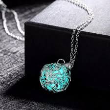 Glowing Fluorescent Stone Necklace Pendant Necklace Silver Pendant Necklace Pendant