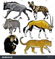 Set With Animals Of Africa Pictures Isolated On White Background Ad Spon Africa Animals Set Picture Animals Wild Wild Animals Vector Animal Line Drawings