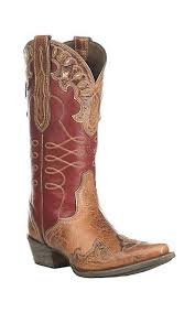 Ariat Womens Zealous Brown With Red Inlay Western Snip Toe