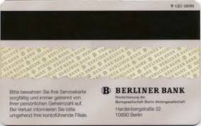 Berliner bank ag & co. Bankkarte Berliner Bank Servicekarte Berliner Bank Deutschland Bundesrepublik Col De Gm 0012