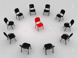 Tables that measure 90 inches and above are best for comfortably seating 8 or more people. Illustration Of Many Chairs Standing Round One Stock Photo Picture And Royalty Free Image Image 8617493