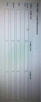 Maybe you would like to learn more about one of these? Data Table 1 Length Measurements Object Length Cm Chegg Com