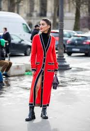 Camila Coelho Black Leather Boots Street Style Paris 2020 On Sassy Daily Street Style Coat Street Style Wearing Red