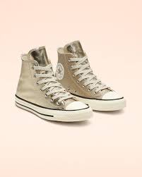 Chuck Taylor All Star Shiny Metal High Top Light Gold Egret Black Toms Shoes Women Women S Slip On Shoes Converse Shoes Womens