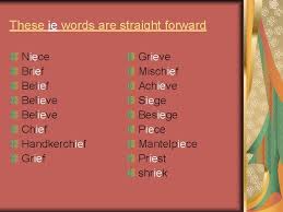 List of words formed using letters of 'ie'. Ie And Ei Words Are There Any Rules