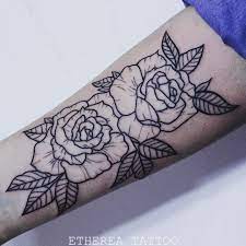 Outline Roses Tattoo Arm Simple Rose Tattoo Done By Etherea Tattoo Rose Outline Tattoo Simple Rose Tattoo Rose Tattoos