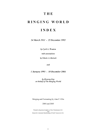 St barnabas ealing has adopted the house of bishops' 'promoting a safer church; The Ringing World Index 1993