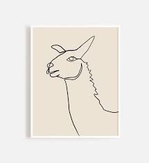 Llama One Line Art Printable Animal Continuous Line Wall Print Etsy Printable Art Line Art Art