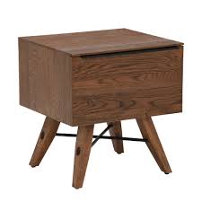 This retro wooden side table, with a drawer for extra storage space, will make a stylish addition to your home. Legna Dark Wood Bedside Table Oak Barker Stonehouse