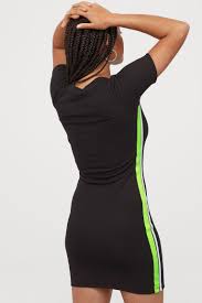 Black And Yellow Jersey Dress Pdp In 2020 Short Fitted Dress Fashion Jersey Dress