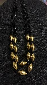 Black And Gold Jewelry Designer Black Beads Crystals And Bormal Mani Two Layer Mala Gold Jewelry Fashion Gold Necklace Designs Black Beaded Jewelry