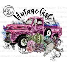 Vintage Girl Truck Vintage Truck Tshirt Design Sublimation Etsy Trucks And Girls Vintage Truck Vintage Girls