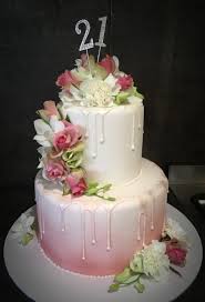 Lilac drip cake with gold. Fresh Flower And Fondant 21st Cake 21st Cake Tiered Cakes Birthday Debut Cake