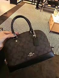 Black And Brown Coach Purse Nwt Coach F27583 Signature Mini Sierra Domed Crossbody Satchel Black Brown Fashion Clothing Shoes Accessories W Black And Brown New Coach Handbags Satchel