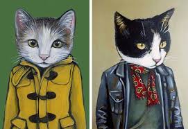 Each of these felines, sporting outfits that define their individual personalities, are adorable and hilarious. Cats In Clothes By Heather Mattoon Cat Art Cat Photography Cat Clothes