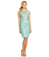 Sue Wong Metallic Lace Dress Dillards Com Metallic Lace Dress Metallic Cocktail Dresses Lace Dress