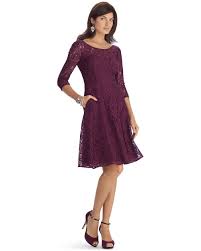 3 4 Sleeve Lace Fit And Flare Dress Fit And Flare Dress Lace Burgundy Dress Dresses