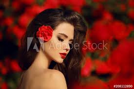 natural beauty woman in red roses