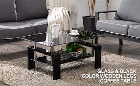 Find great deals on coffee table in los angeles, ca on offerup. Amazon Com Living Room Rectangle Glass Coffee Table Modern Living Room Table With Lower Shelf Black Tempered Glass Top With Black Color Wooden Legs Living Room Furniture Waiting Area Table Kitchen Dining