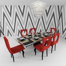 Modern dining tables sets' 6 with extending. Modern Dining Table Set 3d Cgtrader