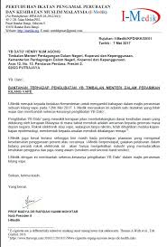 Surat Rasmi Kepada Menteri Kesihatan Kerja Koso