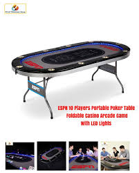 Espn 10 Players Portable Poker Table Foldable Casino Arcade Game Led Lights New Espn Poker Table Poker Led Lights