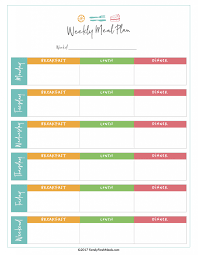 Free Printable Monthly Meal Planner Template Weekly With