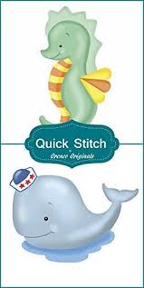 Cross stitch pattern of a cute whale, the largest mammal in the sea. Quick Stitch Child Baby Seahorse Whale 2 Counted Cross Stitch Patterns Orenco Originals Llc