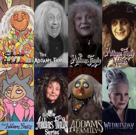 These are the Grandmamas from ALL the Addams Family shows. I think this  last one is much different than the others. Maybe they got a new one? My  theory is that grandmama