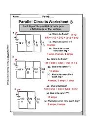 So the current is = 1a. Parallel Circuits Worksheet 3 More Practice Tpt