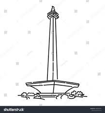Bahkan seluruh warga jakarta meyakini jika monas bukan hanya sekedar kebanggaan kota monas kini menjadi satu lokasi tempat wisata dan juga pusat pendidikan bagi warga jakarta dan sekitarnya. Monumen Nasional Monas Indonesian Monument Landmark In Jakarta Line Art Design Vector Illustration Line Art Design Indonesian Art Water Painting