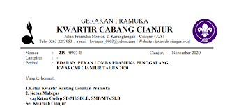 Check spelling or type a new query. Edaran Pekan Lomba Pramuka Penggalang Tahun 2020