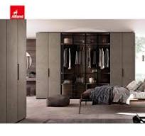 Unique Roomy Highly Modular Wardrobe Covered in Fabric or Imitation Leather  Finish Equipped with Shelves and Dressing Table