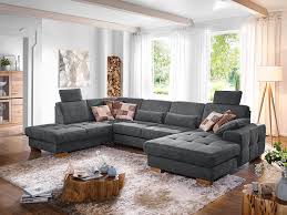 Ecksofa schlafsofa stoff mit verstellbaren ruckenlehnen alambra ecke links. Wohnlandschaft Puccino Mit Federkern Schlaffunktion Verstellbarer Ruckenlehne Und 2 Kopfstutzen In 2021 Landhaus Sofa Landhaus Design Sofa