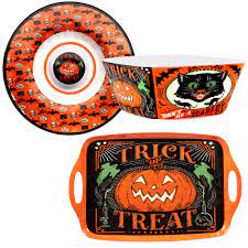 Certified International Scaredy Cat 3 pc. Melamine Hostess Serving Set,  Multicolor, Large : Amazon.ca: Home