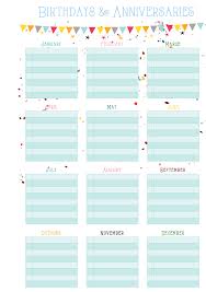 Birthdays Anniversaries On One Page Free Printable Filofax Planner Filofax Planners