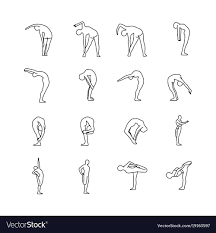 Yoga Poses Set Vector Illustration Outline Sketch Hand Drawn With Black Lines Isolated On White Background Download A Fre How To Draw Hands Outline Yoga Poses