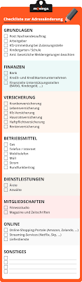 Ihre Checkliste Zur Adressanderung Beim Umzug Tippsundtricks Checkliste Adressaenderung Zum Ausdrucken Mit D Change Your Address Checklist Change Of Address