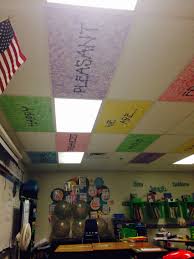 Character Trait Ceiling Tiles Students Sponge Painted The Tiles And Then I Painted The Charac Classroom Ceiling Classroom Ceiling Decorations Classroom Walls
