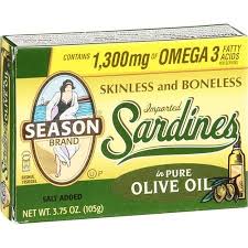 Sardines Snack Skinless And Boneless Shelf Stable 4 37oz Sardines Pure Olive Oil Olive Oil