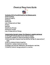 Chemical Reactions Study Guide Worksheet Study Guide Chemical And Physical Changes Conservation Of Mass