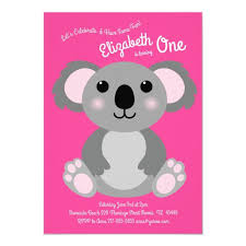 Cute Koala Bear Kids 1st Birthday Party Pink Invitation Zazzle Com Pink Invitations Bear Birthday Party Invitations 1st Birthday Parties