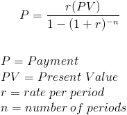 Using the formula to determine the monthly payment into the sinking fund, the amount, a, is $10,000, and the interest per pay period is 9% divided by 12, because it's compounded monthly. Loan Payment Formula With Calculator