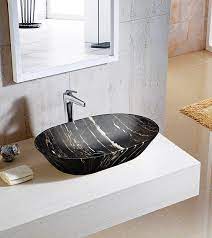 Pietra via dark emperador marble basin 400. Marquina Marble Finish Ceramic Black Marble Wash Basin