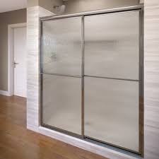 Basco Deluxe 44 X 68 Bypass Framed Shower Door Finish Brushed Nickel Glass Type Rain Shower Doors Bypass Sliding Shower Doors